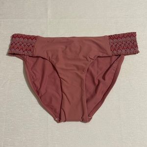 PILYQ Women's Lotus Smocked Tab Teeny Bikini Bottom Size M